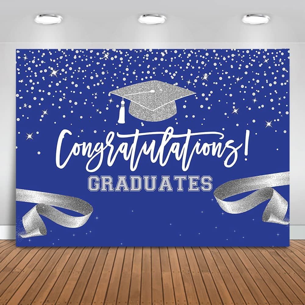 (7x5ft)Black Silver Class of 2023 Backdrop Congratulations Graduates