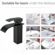 thumbnail image 3 of Grifo monomando para lavabo en cascada, moderno, negro, grifo monomando para baño, grifos para fregadero de encimera, apto para fregadero incorporado, 3 of 5