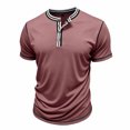 thumbnail image 5 of Men's Henley Shirts Short Sleeve 3 Button Cotton T-Shirts Casual Lightweight Basic Tee Fashion Summer Tops Hot Pink, 5 of 8
