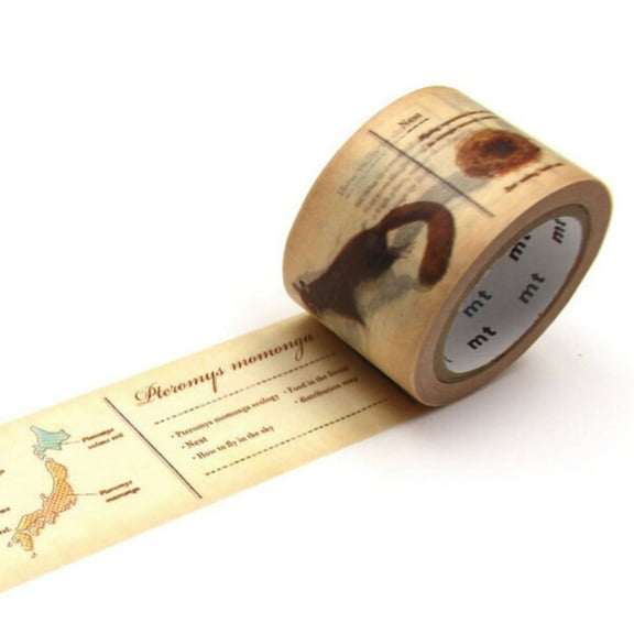MT EX Series Washi Paper Masking Tape [Produced in Japan]: 1.2 in. x 23 ft. (Encyclopedia Flying Squirrel)