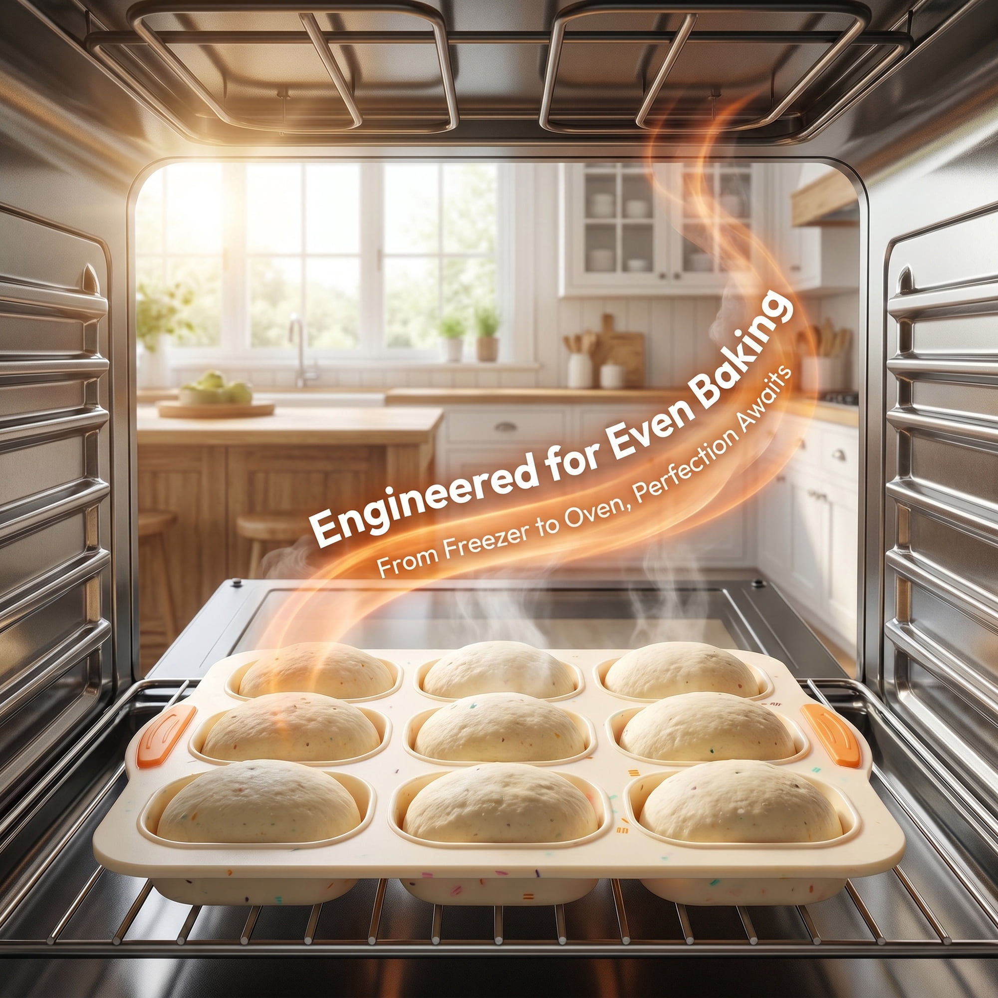 Unique Bargains Baking Pan 9-Cell Ventilated Tray with Handle Beige 13.2"x9.3"x1"