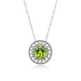 thumbnail image 4 of RYLOS Halo Designer Matching Set Sterling Silver: Ring, Earring & Pendant Necklace. Gemstone & Diamonds, 4MM Peridot August Birthstone; Size 5, 4 of 7