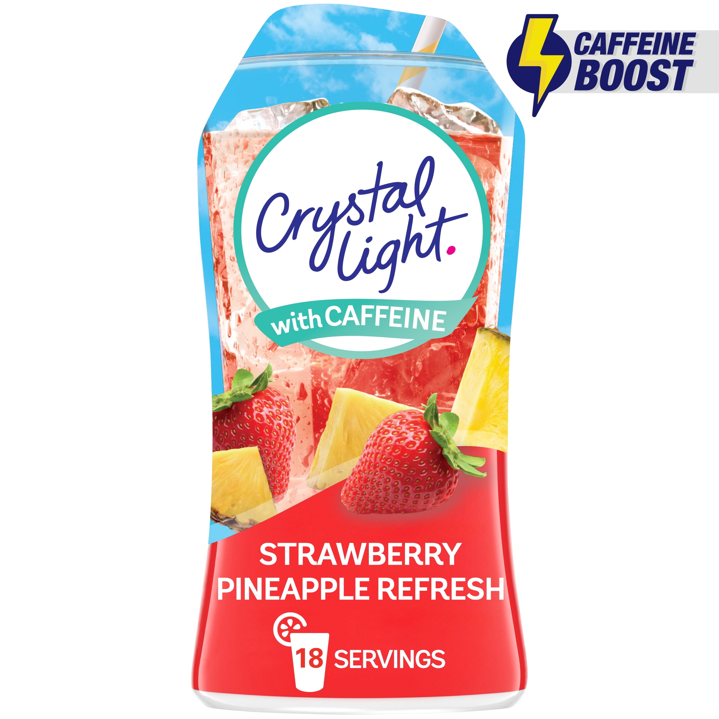 Crystal Light Liquid Strawberry Pineapple Refresh Naturally Flavored Drink Mix with Caffeine, 1.62 fl oz Bottle