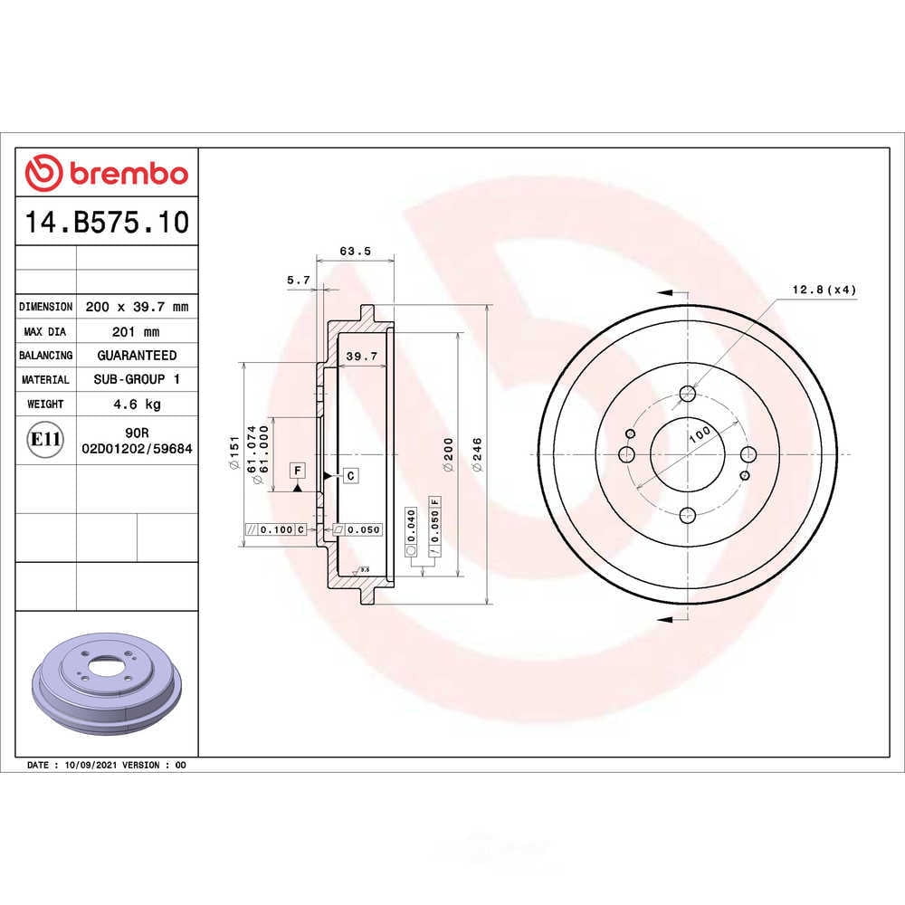 Brembo 14.B575.10 ESSENTIAL Brake Drum