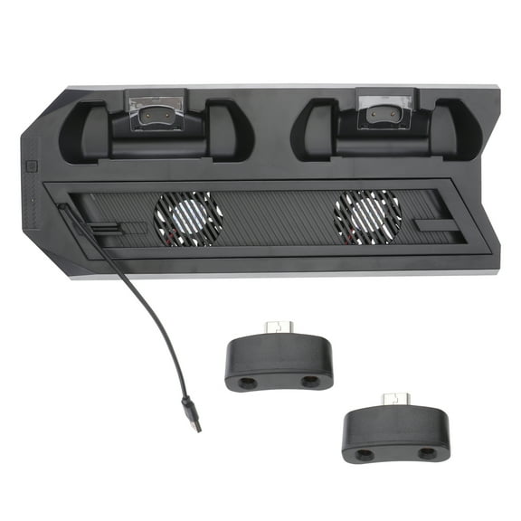 Raindrops Vertical Stand with Cooling Fan for Controllers Charging Station with Dual Charger Ports and USB HUB for 4 SLIM /PRO (Black)