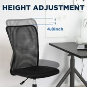 BestOffice Ergonomic Armless Office Chair with Adjustable Height, Lumbar Support for Adults(Black)