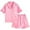 1-Pink608, variant on Byoo Tween Girls Satin Ruffle Homewear Outfit Set Short Sleeve Button Down Shirt Shorts Loungewear Soft Sleepwear Sets