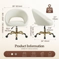 thumbnail image 2 of COOLHUT Chaise de Coiffeuse Moderne, Chaise de Bureau à Domicile Réglable Pivotante à 360°, avec Dossier et Roue, Chaises de Maquillage Mi-Dos avec Base Dorée, Chaise de Commode Chaise d'Ordinateur pour Chambre, Salon, Salle d'Ordinateur, 2 of 11