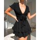 thumbnail image 3 of Vestido PRETTYGARDEN 2025 Cuello en V Manga Corta Negro XL, 3 of 5