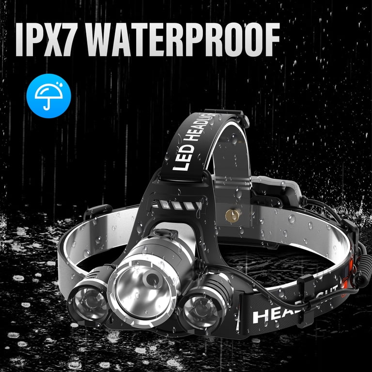 DAYBETTER 3LED Headlamp Rechargeable, 1200LM/1600mAh/4Modes Head