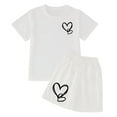 thumbnail image 3 of Hienoo Girls Outfits Heart Print Cotton Short Sleeve T-Shirt and Shorts Set, Sizes 3-10, 3 of 6