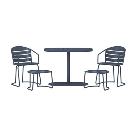 Cosco Outdoor Furniture 5 Piece Patio Bistro Set 2 Bistro Chairs 2 Ottomans Bistro Table Steel Gray