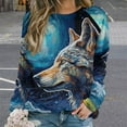 thumbnail image 2 of Colorful Lone Wolf Women's Floral Printed Sweatshirt Long Sleeve Crewneck Casual Loose Vintage Graphic Pullover Tops, 2 of 7