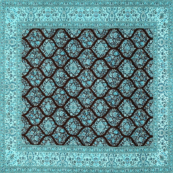 Ahgly Company Indoor Square Persian Light Blue Traditional Area Rugs, 4' Square