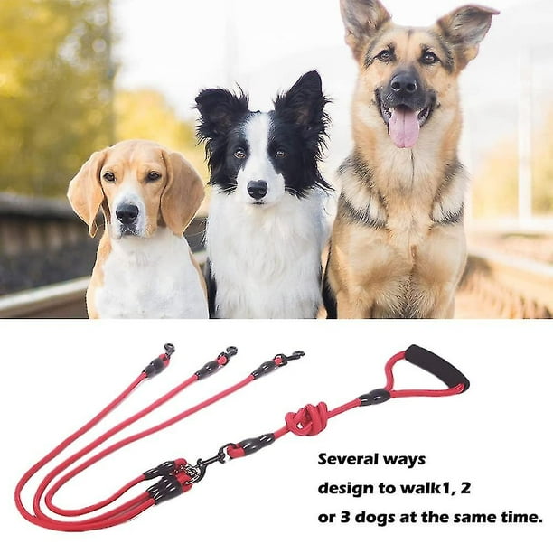 3 In 1 Dog Leashes With Adjustable Detachable Coupler 3 Way Dog Leash With Padded Handle For 3 Dogs Walking Walmart