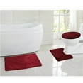 thumbnail image 3 of Set of 3 Non-Slip Bath Mat Bathroom Rugs, Polypropylene Fiber Bath Mat, U-shaped Toilet Floor Mat and Lid Cover, Wine Red, 3 of 5