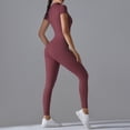 thumbnail image 5 of DHFJKG Womens Yoga Jumpsuits Workout Onesie Summer Gym Short Sleeve Zip Front High Neck Buttery Soft Tummy Control Versatile One-Pieces, 5 of 5