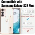 thumbnail image 5 of Compatible with Samsung Galaxy S23 Plus 5G Case for Women Girls£¬ Cute Heart Pattern TPU Plating case with Adjustable Wrist Strap case for Samsung Galaxy S23 Plus-White, 5 of 13