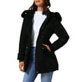 thumbnail image 4 of INSPIRE CHIC Women's Winter Thicken Puffer Coat Faux Fur Removable Hood Warm Parka Jacket XS Black, 4 of 6