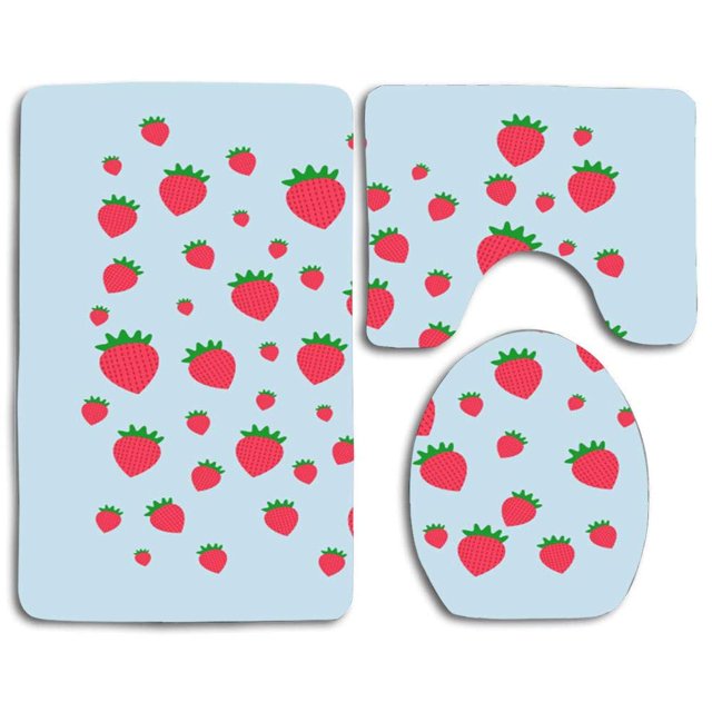 ABPHQTO Fresa hermosa Juego de alfombras de baño de 3 piezas Alfombra de baño Alfombra de contorno y tapa de inodoro ABPHQTO Cont-CHAPPLE-16376