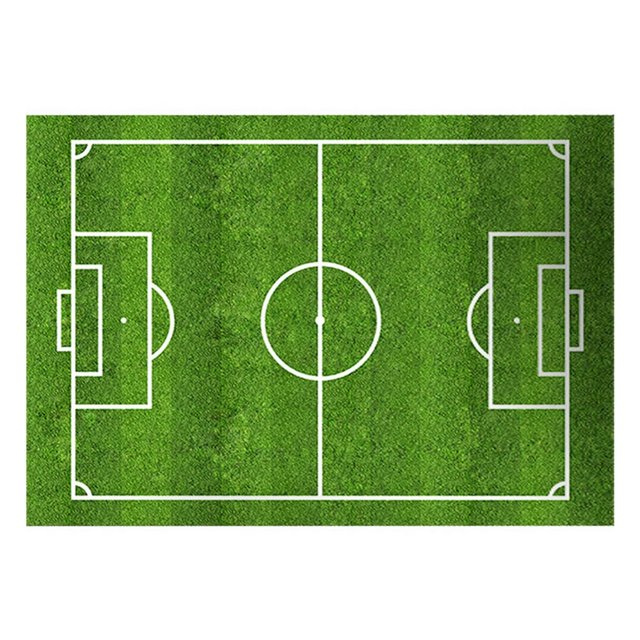Football Carpet Interesting Sports Scene Design Anti-slip Printing Machine Washable Noise Reduction Playing Football Rectangle Artificial Turf Soccer Field Thickened Rug for Living Room