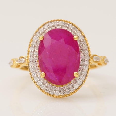Oval Ruby Double Halo Diamond Ring, 14k Solid Gold, Natural Diamond, Cocktail Gemstone Jewelry, Statement Ring, Ready To Ship, IGI Certified