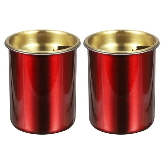 2pcs Car Ashtray Stainless Steel Smokeless Smell Windproof Portable Mini Cup Holder Cigarette Ashtray Butt Bucket for Car Home Office, Red