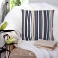 thumbnail image 3 of 18x18 Pillow Covers Set of 2, Colored Stripes Throw Pillow Covers Decorative Couch Cushion Case, Blue Black White Brown Abstract Lines Microfiber Square Pillowcases for Bedroom Car Living Room, 3 of 7