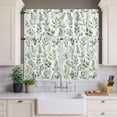 thumbnail image 2 of Eucalyptus Leaf Curtain Valances Set Watercolor Spring Summer Country Green Leaf Kitchen Curtains 36&nbsp;inch Length Rod Pocket Valance and Tiers 3 Piece Set Small Bedroom Bathroom Laundry Decor, 2 of 9