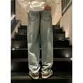 thumbnail image 3 of Men's Stars Pattern Denim Pants With Pockets Casual Breathable Cotton Straight Jeans, 3 of 7