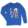 thumbnail image 5 of Love Text Skull Women's Long Sleeve T-shirt Vivid Pink Bone Cute Gothic Skeleton Romance Art Valentine Spooky Halloween, 5 of 7