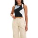 thumbnail image 2 of ATHLECHIC Camiseta sin mangas de verano de bloques de color para mujer, básica, con cuello redondo, negra y gris, 2 of 5