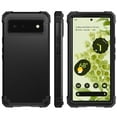 thumbnail image 3 of Mantto for Google Pixel 6 Case, 3 in 1 Heavy Duty Rugged Hybrid Anti Slip Shockproof Hard PC Cover Soft Silicone Bumper Non-Slip Protective Phone Case Cover for Google Pixel 6 2021,Black, 3 of 8