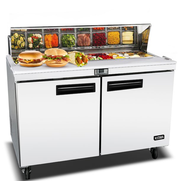 60″ Mega Top Sandwich Prep Table Two Door Refrigerator 33 °F 38°F