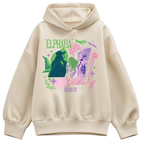 Wicked - Scrapbook Elphaba and Glinda - Women's Oversized Fleece Hoodie Sweatshirt