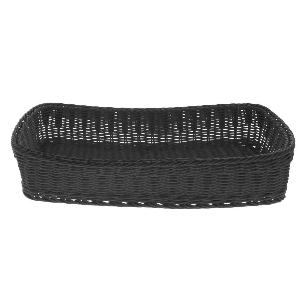 HUBERT Wicker Storage Basket, Black - 20 7/8"L x 10 5/8"W x 4"H