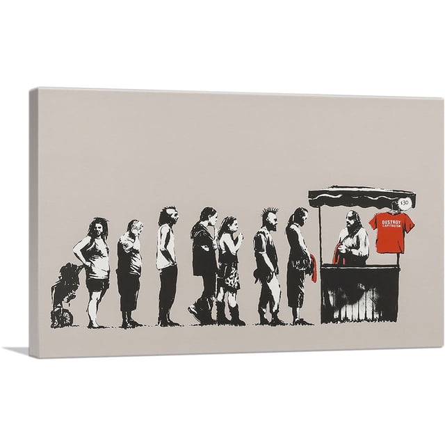 ARTCANVAS Destroy Capitalism Canvas Art Print by Banksy - Size: 18" x 12" (0.75" Deep)