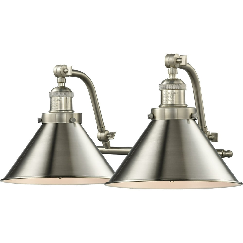 Bathroom Vanity 2 Light Fixtures With Brushed Satin Nickel Finish Cast