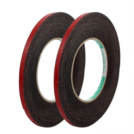 2Pcs 6mm x 1mm Single Sided Self Adhesive Shockproof Sponge Foam Tape 10M Red