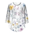 thumbnail image 7 of Levmjia Womens Tops Fashion 3/4 Sleeve Pleated Tunic Casual Blouse Round Neck Printed Polyester Shirt Loose Fit Comfortable Vacation, 7 of 7