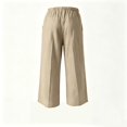 thumbnail image 5 of Bxsruta Women's Wide Leg Capri Pants Drawstring Elastic Waist Summer Casual Loose Trousers, 5 of 6