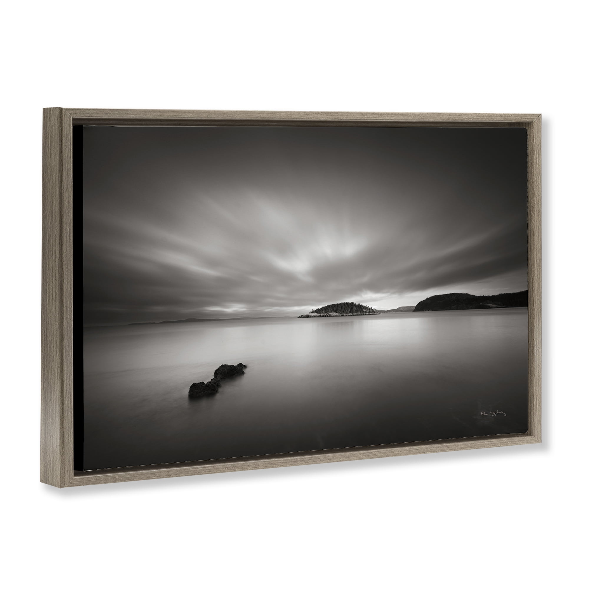 Stupell Industries Deception Pass Scene Landscape & Nature Photography Brown Floater Framed Canvas Art Print Wall Art, 25 x 17