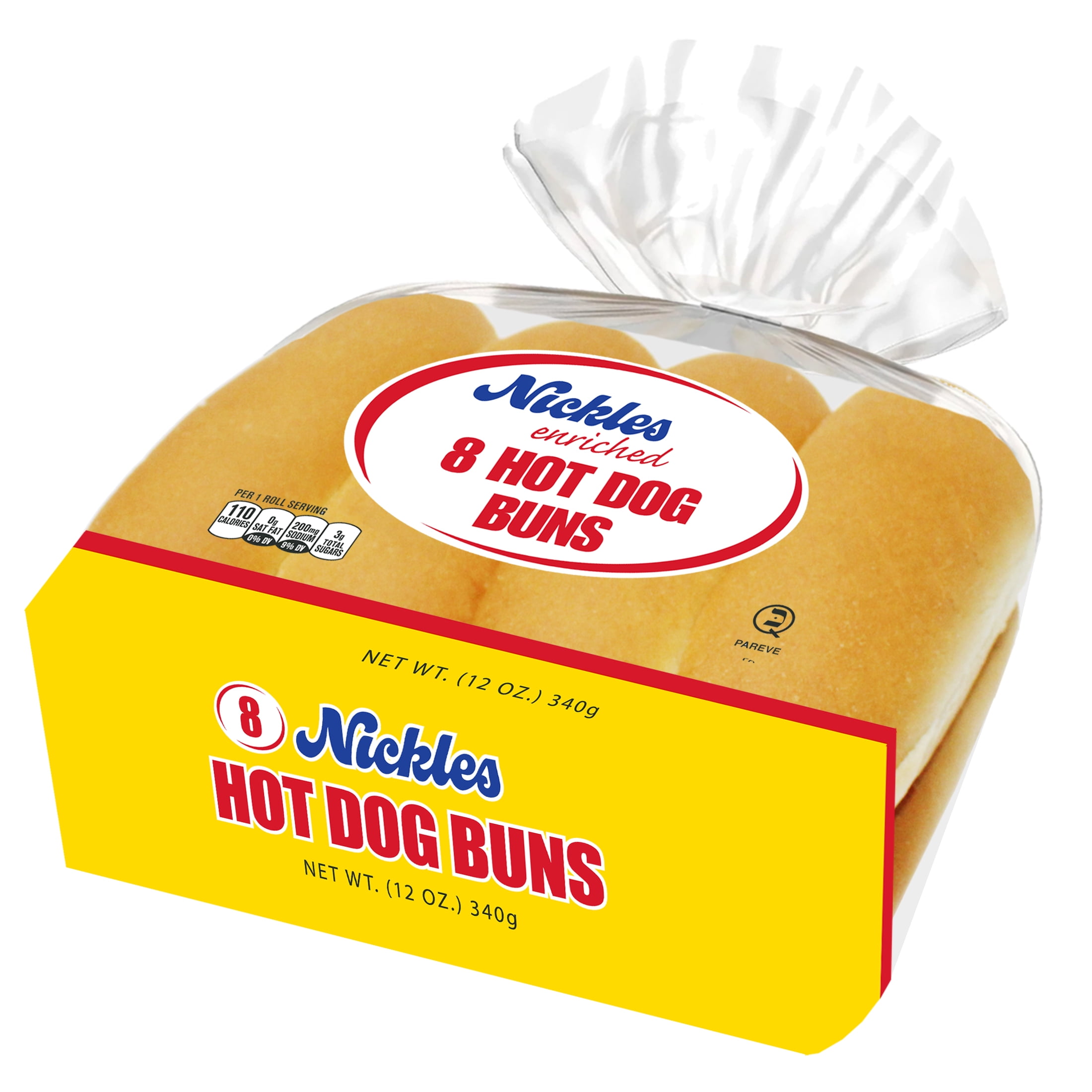 Nickles Bakery Hot Dog Buns, 6-Inch, 8 Count, 12-Ounce.