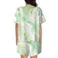 thumbnail image 6 of Fotbe Green And Gold Abstract Marble Print Pajama Set for Women 2 Piece Loungewear Short Sleeve Tops and Shorts Set Soft Sleepwear-4X-Large, 6 of 7