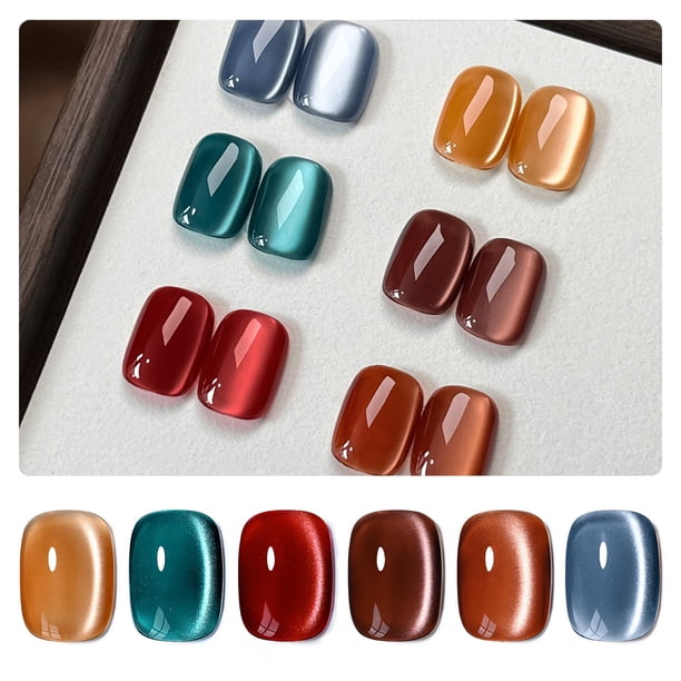 Set de esmaltes de uñas GAOY Silk Glitter Cat Eye Gel 6 colores, 7,3 ml