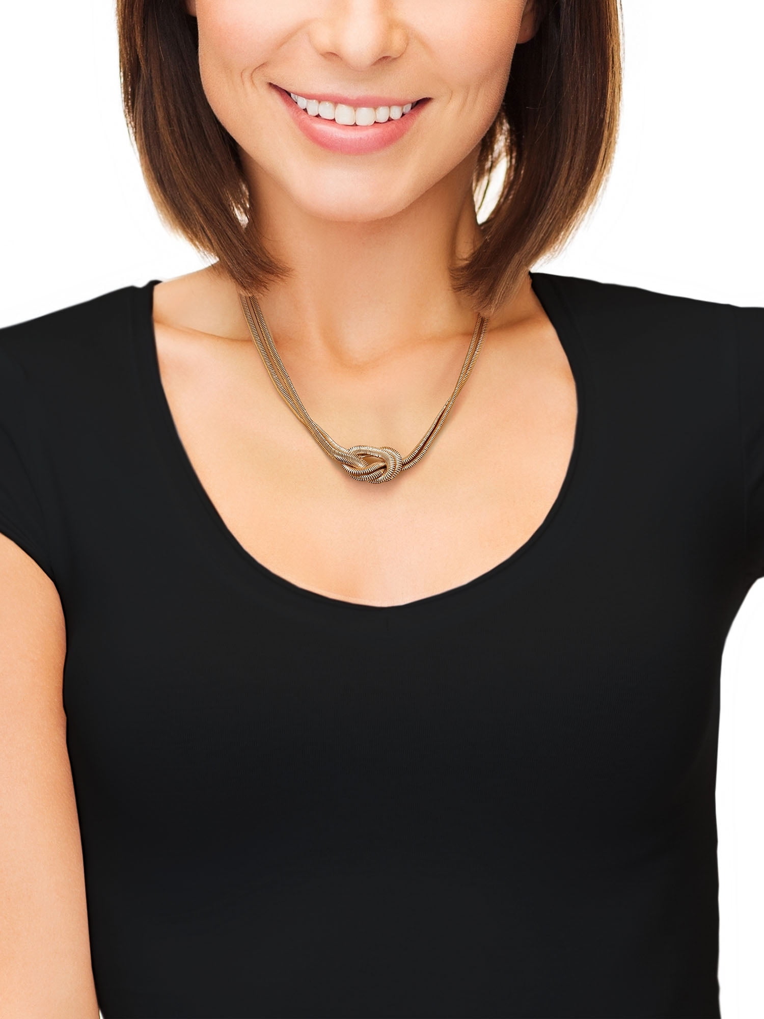 Time and Tru Goldtone Knotted Snake Chain Necklace, 16" +3" Extender (Women's)