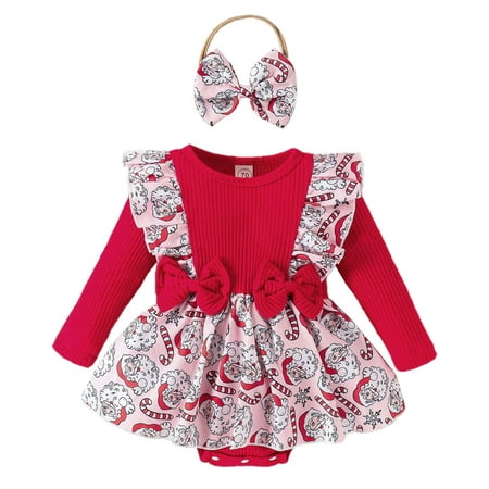 

My First Baby Christmas Pajamas Toddler Boys Long Sleeve Cartoon Prints Rompers Fall Winter Jumpsuits Christmas Onesie Baby(Size:18-24 Months)