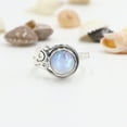 thumbnail image 4 of Earth Gems Jewelry Natural Rainbow Moonstone Ring 925 Sterling Silver Gemstone Statement Ring for Women, 4 of 10
