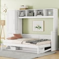 thumbnail image 3 of Full Size Murphy Bed, Closet and Drawers, Wall Bed with Storage Shelves and Cabinet, Wood Bed Frame with Support Slats, Folding Bed for Guest Room Small Room, Space Saving, White, 3 of 9