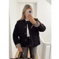 thumbnail image 4 of Chaqueta de algodón forrada con estampado de leopardo para mujer, abrigo elegante con cuello redondo y bolsillos abatibles, prendas de vestir acolchadas a la moda, 2024, 4 of 5